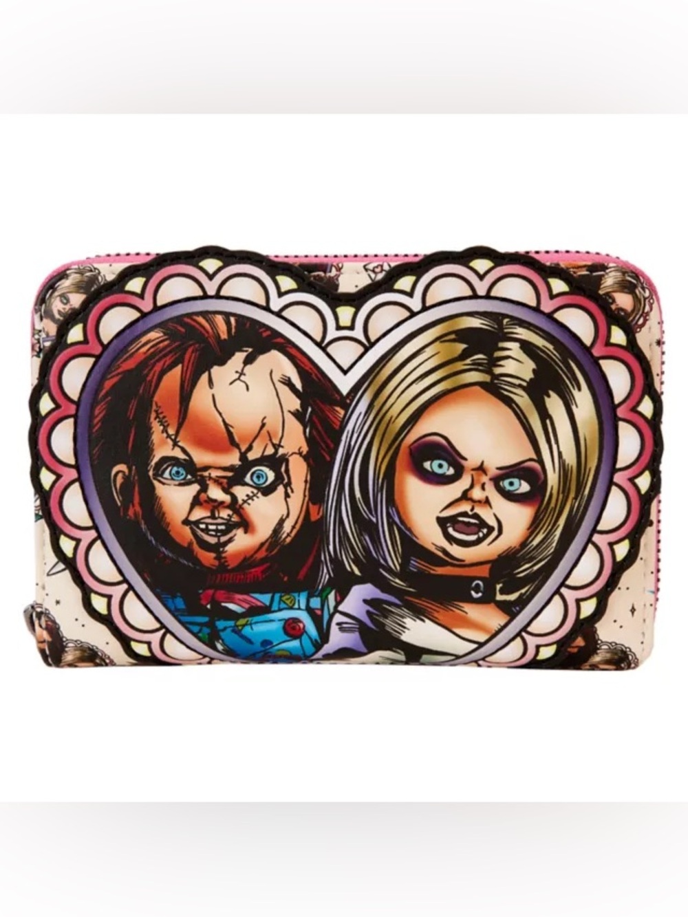 Loungefly Chucky and Tiffany Heart Zip Wallet - Bride of Chucky
